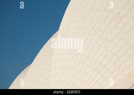 Dettaglio della Sydney Opera House, Bennelong Point, Sydney, nuovo Galles del Sud, Australia. Foto Stock