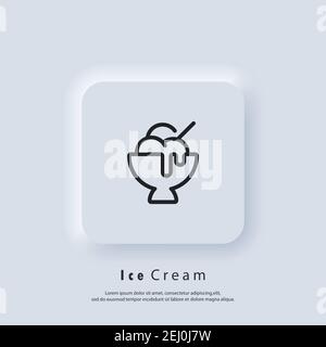 Icona gelato. Logo del gelato. Parfait, yogurt surgelato, gelato, vaniglia, cioccolato. Vettore. Icona UI. Interfaccia utente Neumorphic UI UX bianca con Illustrazione Vettoriale