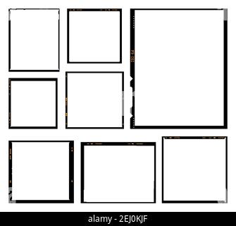 Illustrazione vettoriale del pacchetto di cornici nere con pellicola analogica Illustrazione Vettoriale