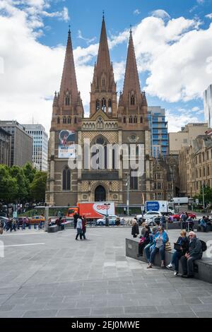 St Paul's Cathedral, Flinders Street, Melbourne, Victoria, Australia. Foto Stock