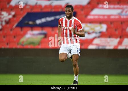 John OBI Mikel n° 13 di Stoke City dopo la partita, il 20/02/2021. (Foto di Richard Long/News Images/Sipa USA) Credit: Sipa USA/Alamy Live News Foto Stock