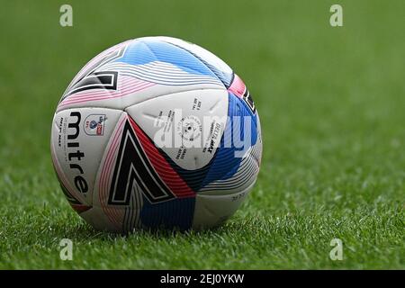 Cardiff, Regno Unito. 20 Feb 2021. EFL Sky Bet Championship Mitre delta max match ball a Cardiff, UK il 20/2021. (Foto di Mike Jones/News Images/Sipa USA) Credit: Sipa USA/Alamy Live News Foto Stock