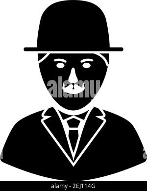 Icona detective. Design stencil nero. Illustrazione vettoriale. Illustrazione Vettoriale