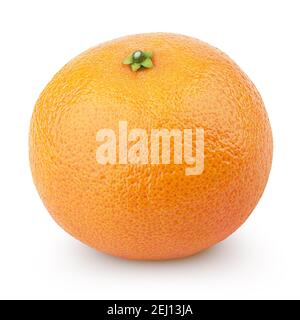 Arancio mandarino singolo (Tangerine) - agrumi isolati su bianco con tracciato di ritaglio Foto Stock
