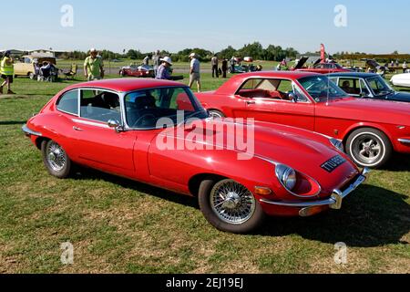 Hendridge, Somerset, Regno Unito - Agosto 24 2019: Una Jaguar 1970 tipo e da 4.2 litri Foto Stock