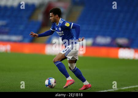 Cardiff, Regno Unito. 20 Feb 2021. Josh Murphy della città di Cardiff in azione. EFL Skybet Championship, Cardiff City contro Preston North End al Cardiff City Stadium di Cardiff, Galles, sabato 20 febbraio 2021. Questa immagine può essere utilizzata solo per scopi editoriali. Solo per uso editoriale, è richiesta una licenza per uso commerciale. Nessun utilizzo nelle scommesse, nei giochi o nelle pubblicazioni di un singolo club/campionato/giocatore. pic di Andrew Orchard/Andrew Orchard sports photography/Alamy Live news Credit: Andrew Orchard sports photography/Alamy Live News Foto Stock