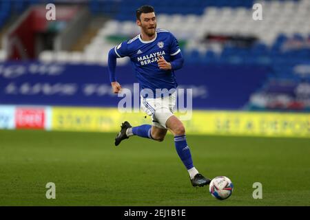 Cardiff, Regno Unito. 20 Feb 2021. Kieffer Moore di Cardiff City in azione. EFL Skybet Championship, Cardiff City contro Preston North End al Cardiff City Stadium di Cardiff, Galles, sabato 20 febbraio 2021. Questa immagine può essere utilizzata solo per scopi editoriali. Solo per uso editoriale, è richiesta una licenza per uso commerciale. Nessun utilizzo nelle scommesse, nei giochi o nelle pubblicazioni di un singolo club/campionato/giocatore. pic di Andrew Orchard/Andrew Orchard sports photography/Alamy Live news Credit: Andrew Orchard sports photography/Alamy Live News Foto Stock