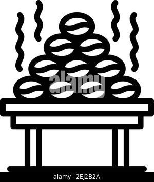 Icona del caffè a secco. Contorno processo secco icona vettore caffè per web design isolato su sfondo bianco Illustrazione Vettoriale