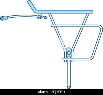 Icona portabagagli per biciclette. Linea sottile con design di riempimento blu. Illustrazione vettoriale. Illustrazione Vettoriale