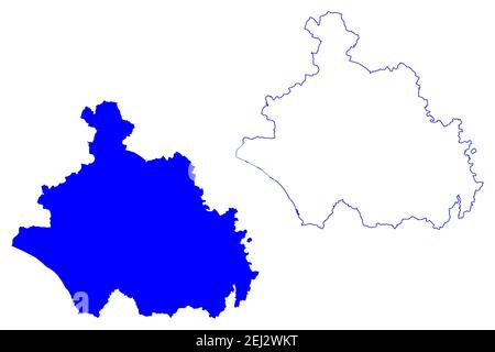 Provincia di Viterbo (Italia, Repubblica Italiana, Regione Lazio) mappa illustrazione vettoriale, schizzo della mappa della provincia di Viterbo Illustrazione Vettoriale