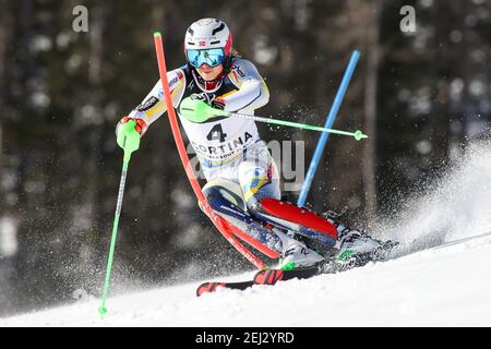 Cortina, Italia. 21 Feb 2021. Henrik KRISTOFFERSEN (NOR) durante i Campionati mondiali DI SCI alpino 2021 - Slalom - uomini, gara di sci alpino a Cortina (BL), Italia, Febbraio 21 2021 Credit: Independent Photo Agency Srl/Alamy Live News Foto Stock