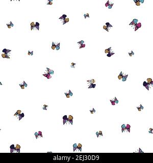 piccole farfalle colorate modello vettoriale senza giunture Illustrazione Vettoriale