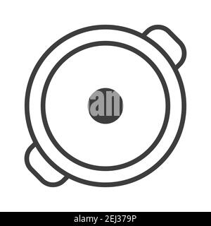 Casseruola con coperchio. Semplice icona del cibo in stile di linea alla moda isolato su sfondo bianco per applicazioni web e concetto mobile. Illustrazione vettoriale. EPS10 Illustrazione Vettoriale