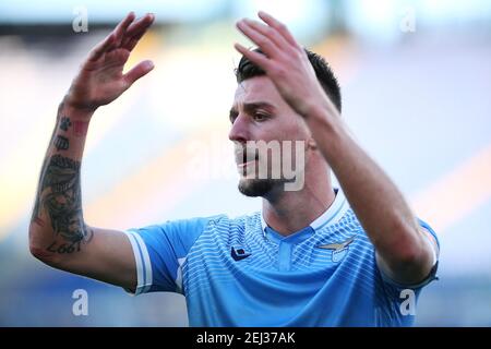 Roma, Italie. 20 Feb 2021. Sergej Milinkovic Savic del Lazio reagisce durante il campionato italiano Serie A Football Match tra SS Lazio e UC Sampdoria il 20 febbraio 2021 allo Stadio Olimpico di Roma - Foto Federico Proietti/DPPI Credit: DPI Media/Alamy Live News Foto Stock