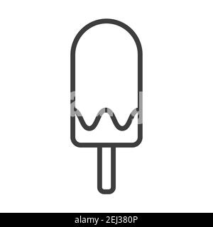 Delizioso gelato freddo sul bastone. Semplice icona del cibo in stile di linea alla moda isolato su sfondo bianco per applicazioni web e concetto mobile. Illustrazione vettoriale Illustrazione Vettoriale