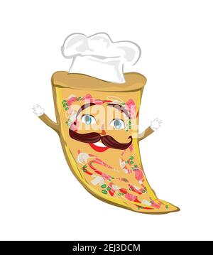 Cartoon pizza chef - carattere divertente isolato dallo sfondo Illustrazione Vettoriale