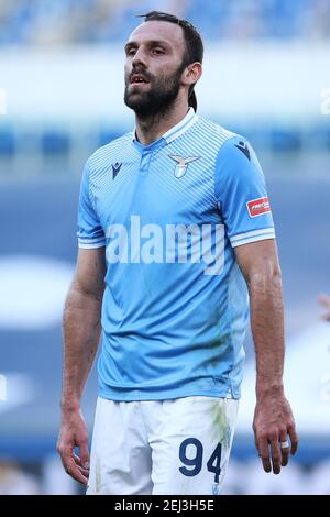 Roma, Italia. 20 Feb 2021. Vedat Muriqi del Lazio reagisce durante il campionato italiano Serie A Football Match tra SS Lazio e UC Sampdoria il 20 febbraio 2021 allo Stadio Olimpico di Roma - Foto Federico Proietti/DPPI/LiveMedia/Sipa USA Credit: Sipa USA/Alamy Live News Foto Stock