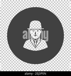 Icona detective. Sottrarre il disegno stencil sulla griglia di transparenza. Illustrazione vettoriale. Illustrazione Vettoriale