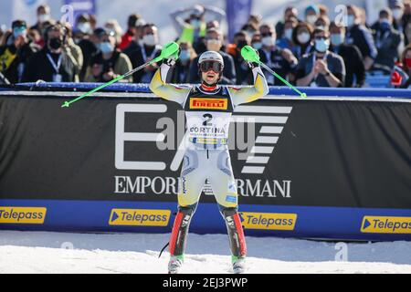 Cortina (BL, Italia. 21 Feb 2021. Cortina (BL), Italia, Druscie, 21 febbraio 2021, Istok RODES (CRO) durante i Campionati mondiali DI SCI alpino 2021 FIS - Slalom - uomini - gara di sci alpino Credit: Luca Tedeschi/LPS/ZUMA Wire/Alamy Live News Foto Stock