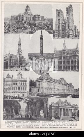 Foto d'epoca di Bruxelles - alcuni magnifici edifici pubblici della storica capitale belga del 1900. Foto Stock