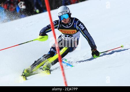 21 febbraio 2021; Cortina d'Ampezzo, Italia; FIS Alpine World Ski Championships 2021 Cortina Men's Slalom; Kristoffer Jakobsen (SWE) Foto Stock