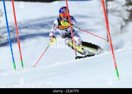 21 febbraio 2021; Cortina d'Ampezzo, Italia; FIS Alpine World Ski Championships 2021 Cortina Men's Slalom; Alexis Pinturault (fra) finì 7° in evento Foto Stock