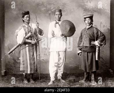 Corse dell'India settentrionale - Lepcha, Nepalese, Nepalese, Bhutia, Bhtuanese, Capitolati come tribù Hill fine 19 ° secolo. Foto Stock