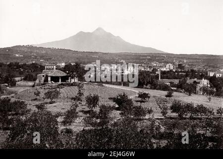 Foto annata del XIX secolo, Italia c.1870 - 1880 - Etna, vulcano, Catania, Sicilia. Foto Stock