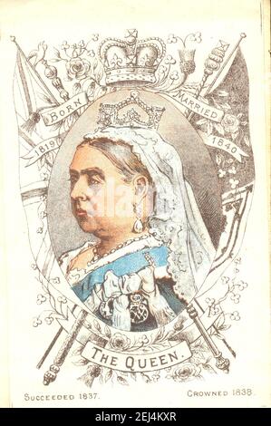 Ritratto della Regina Vittoria dal libretto di souvenir che celebra il Regina e la Famiglia reale un ricordo di sua Maestà Glorioso Regno 1887 Foto Stock