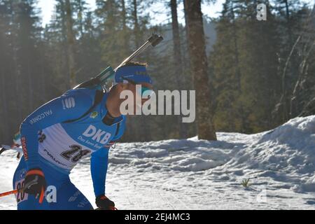 Pokljuka, Slovenia. 21 Feb 2021. Pokljuka, Slovenia, circuito di Biathlon, 21 febbraio 2021, BORMOLINI Thomas ITA durante i Campionati del mondo IBU Biathlon - Men 15km Mass Start - Biathlon Credit: Marco Todaro/LPS/ZUMA Wire/Alamy Live News Foto Stock