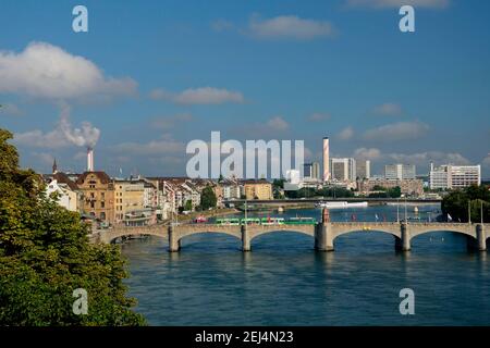 Reno e Ponte medio, Basilea, Canton Basilea, Svizzera Foto Stock