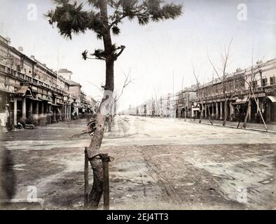 Foto d'epoca della fine del XIX secolo: Strada principale, Ginza, Tokyo, Giappone Foto Stock