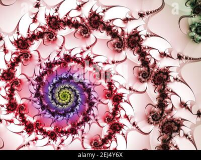 Incredibile rendering 3d generato dal computer immagine delle ali a spirale frattale con risoluzione 4k uhd. Sfondo astratto a rotazione. Forma molto complessa di forme frattali. Foto Stock