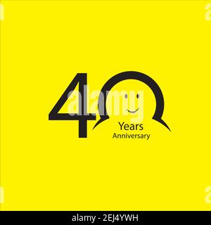 40 ° anniversario numeri. anni vecchio logotipo di sfondo giallo. Età congrati, congratulazioni idea. Modello grafico astratto isolato. Creativ Illustrazione Vettoriale