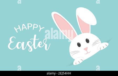 Buona carta di Pasqua con simpatico coniglio Illustrazione Vettoriale