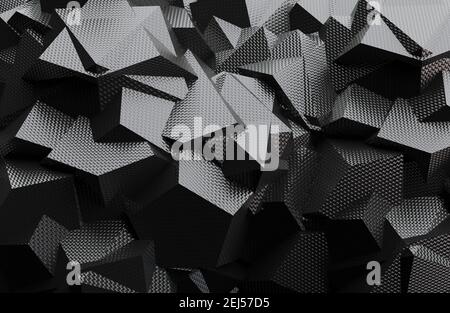 rappresentazione 3d della forma geometrica in poly basso, della texture dello sfondo in bianco e nero. Foto Stock