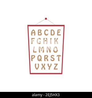 Lettere da A a Z isolate su sfondo bianco. Clip art vettoriale. Poster didattico della scuola. Illustrazione Vettoriale