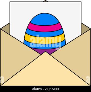 Avvolge con l'icona dell'uovo di Pasqua. Contorno modificabile con disegno riempimento colore. Illustrazione vettoriale. Illustrazione Vettoriale