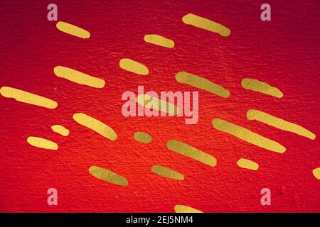 Elegante banner con cornice dorata con sfondo rosso, lussuoso sfondo floreale in stile vintage Foto Stock