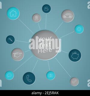 Cerchio di testo infografico con collegamenti alle icone generiche Illustrazione Vettoriale