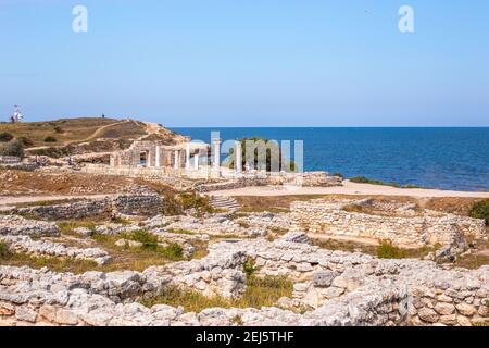 Sevastopol, Crimea / Russia - 08/19/2019:Khersones Tauride Museo Archeologico storico-Riserva a Crimea sul Mar Nero Foto Stock