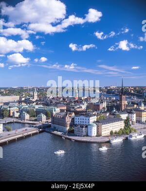 Vista di Gamla Stan e del lago Mälaren, Stoccolma, il Regno di Svezia Foto Stock