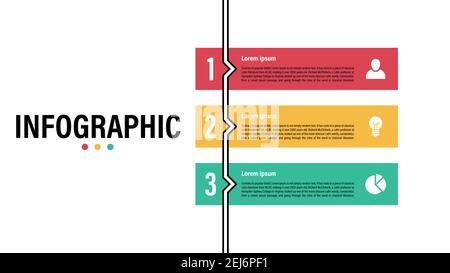 Modello di progettazione infografica con illustrazione vettoriale del concetto aziendale con 3 le fasi o le opzioni o i processi rappresentano il flusso di lavoro o il diagramma Illustrazione Vettoriale