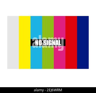 Nessun segnale sullo sfondo dello schema di test TV. Segnale RGB statico dello schermo. Stile piatto. Foto Stock