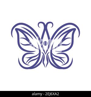 Viola bellezza astratta farfalle Butterfly logo disegno modello vettoriale illustrazione Illustrazione Vettoriale