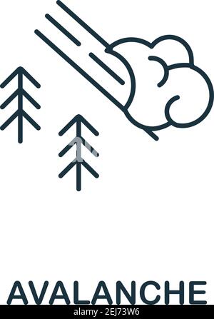 Icona valanga. Semplice elemento della raccolta di disastri naturali. Icona creativa di Avalanche per web design, modelli, infografiche e altro ancora Illustrazione Vettoriale