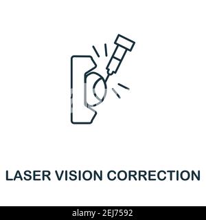 Icona correzione visione laser. Semplice illustrazione dalla collezione di oftalmologia. Icona correzione creativa laser Vision per il web design, modelli Illustrazione Vettoriale
