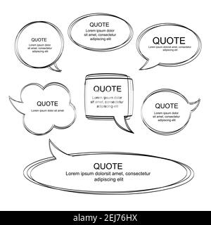 Vettore collezione di fumetti scarabocchiati fumetti con disegnati a mano stile. Spazio di copia per il preventivo. Set di modello per il testo. EPS8 Illustrazione Vettoriale