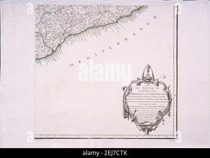 MAPA DE PARTE DEL PRINCIPADO DE CATALUÑA - 1776 - (PARTE PRIMERA). Autore: LOPEZ TOMAS. UBICAZIONE: BIBLIOTECA NACIONAL-COLECCION. MADRID. SPAGNA. Foto Stock