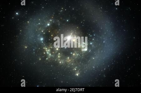 Nebulosa planetaria e nana bianca, illustrazione 3D Foto Stock